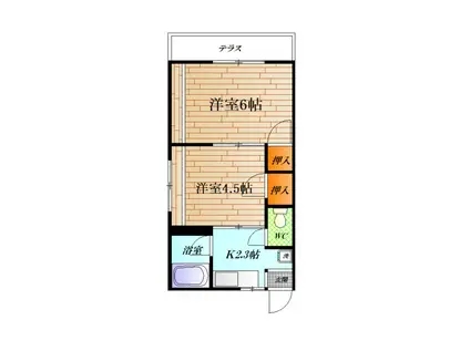 コーポ峰(2K/2階)の間取り写真