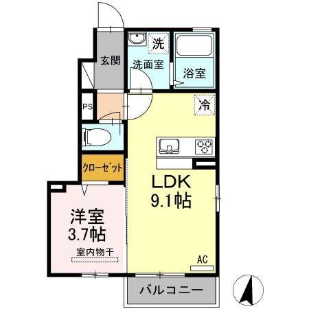 セントレ富沢 II(1LDK/1階)の間取り写真