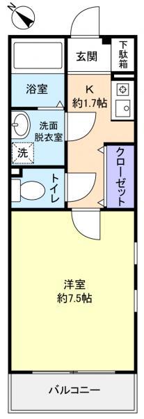 プリマベーラYOSHIII(1K/1階)の間取り写真