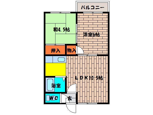 ソレイユI(2LDK/2階)の間取り写真