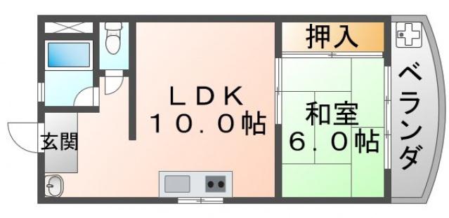 池田ハイツ(1LDK/3階)の間取り写真