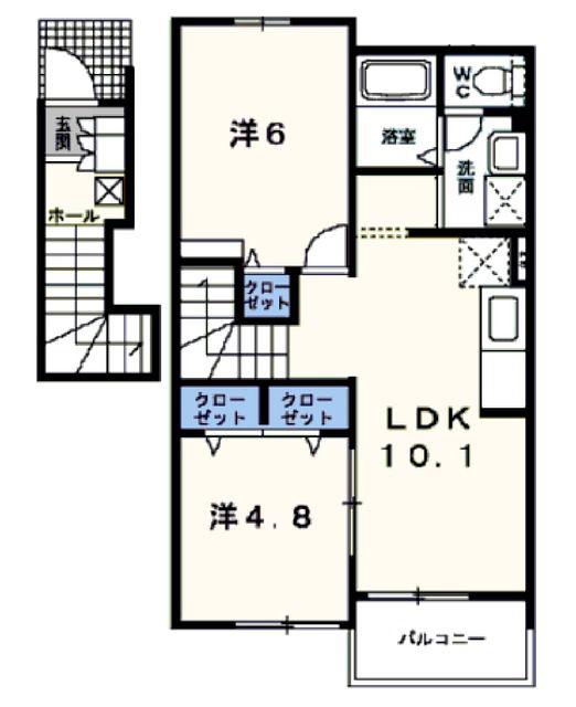 ソレアード石崎I(2LDK/2階)の間取り写真