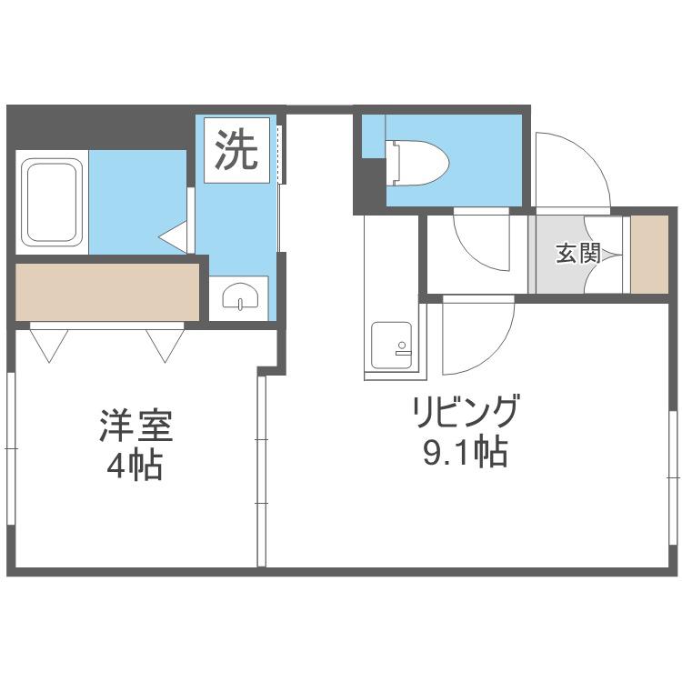 PRESTIGEA N17(1LDK/2階)の間取り写真