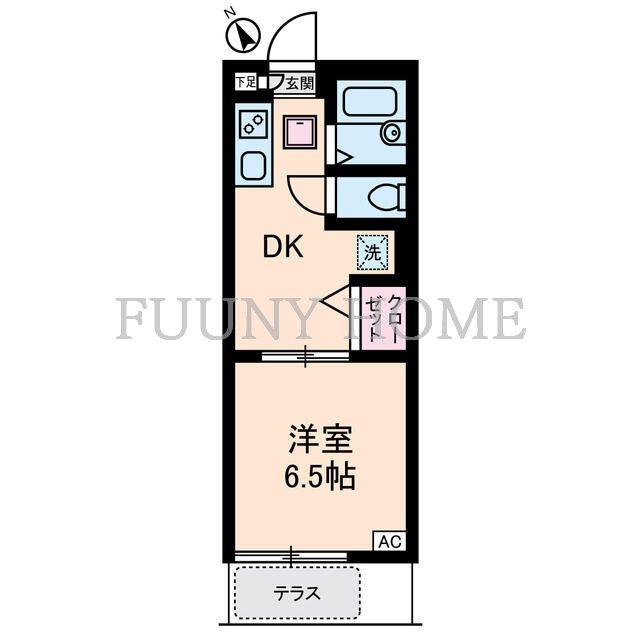 ベルテ中目黒(1DK/1階)の間取り写真