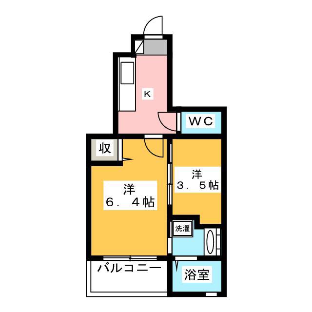 クイーン・ヒルズ(1SK/1階)の間取り写真