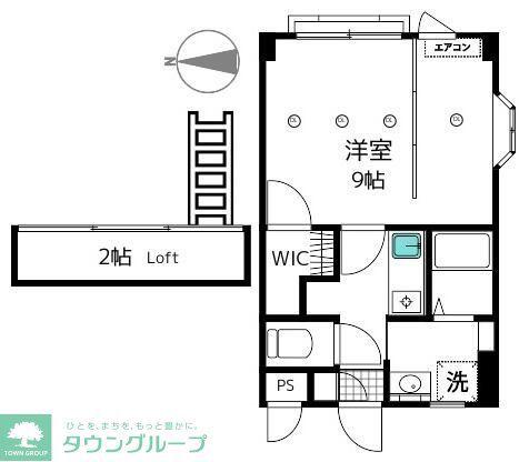 ハーツロケーション(1SK/2階)の間取り写真