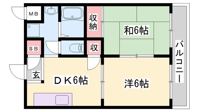 シャトル大久保(2DK/2階)の間取り写真