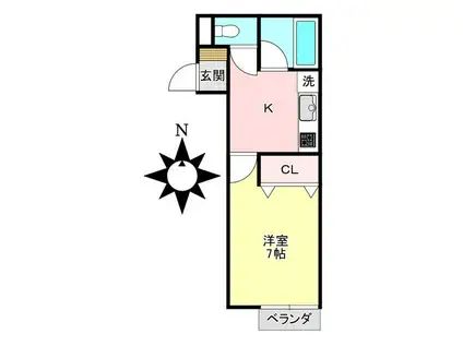 アーバン美浜町(1K/2階)の間取り写真