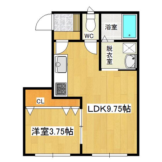 プリオール高栄(1LDK/1階)の間取り写真