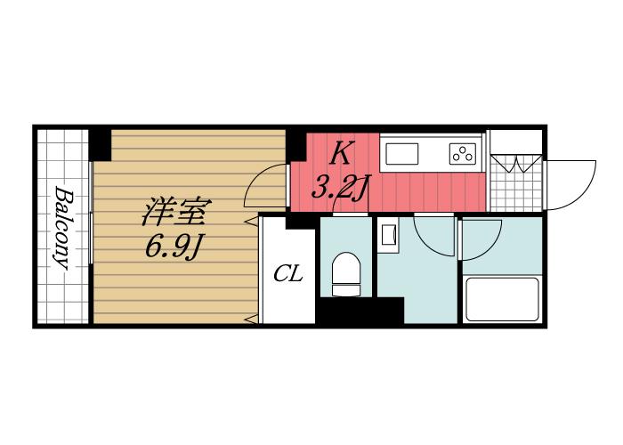 ショコラ(1K/1階)の間取り写真