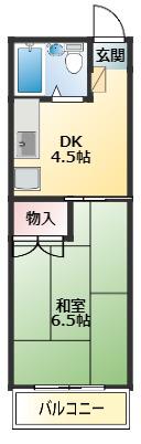 石津ハイツ(1DK/2階)の間取り写真