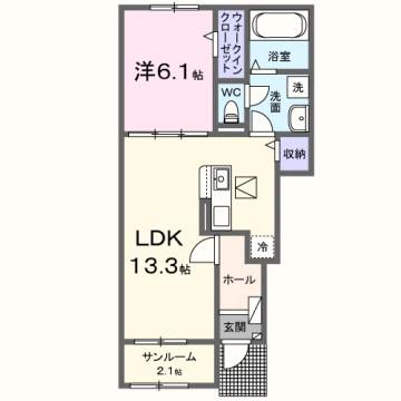 継アパート(1LDK/1階)の間取り写真