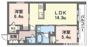 LA CASA VIVACE(2LDK/2階)の間取り写真