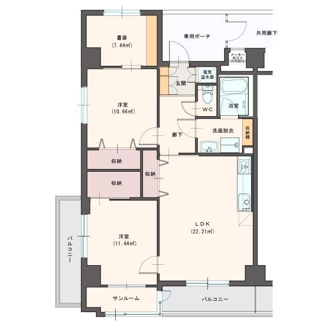 サンキューブ鳥取(2SLDK/6階)の間取り写真