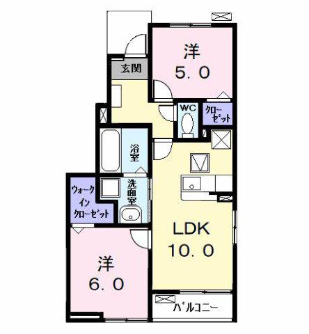 ウイングKVII(2LDK/1階)の間取り写真