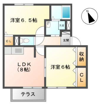 コスモスハウス AH(2DK/1階)の間取り写真