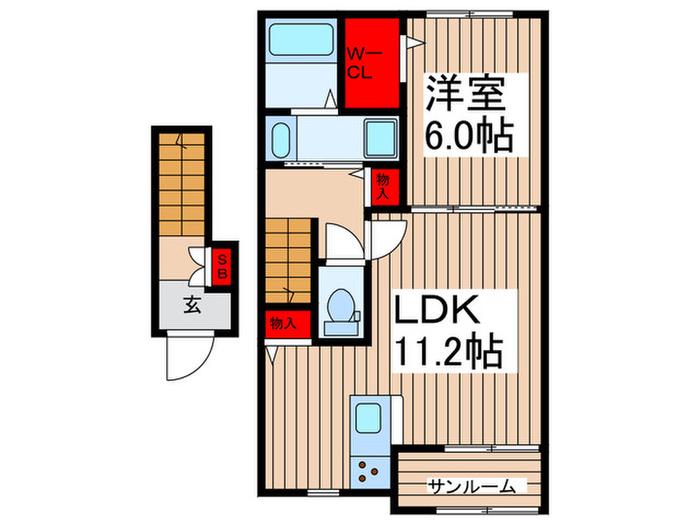 デフィ東川口(1LDK/2階)の間取り写真