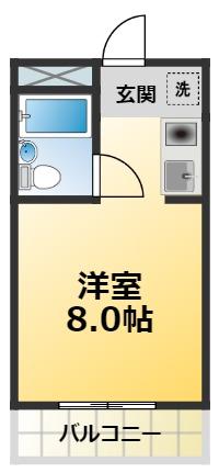 ソレイユ豊田(ワンルーム/2階)の間取り写真