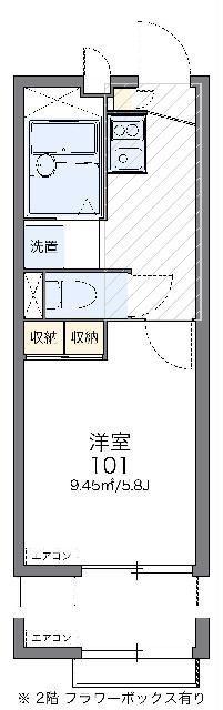 レオパレスブルースカイ小山(1K/2階)の間取り写真