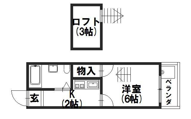 KOZY3番館(1K/1階)の間取り写真