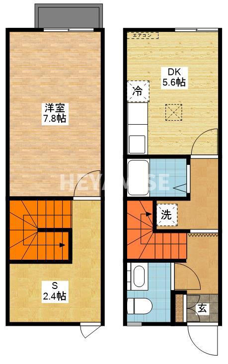 リースランド溝陸 B(1DK/1階)の間取り写真