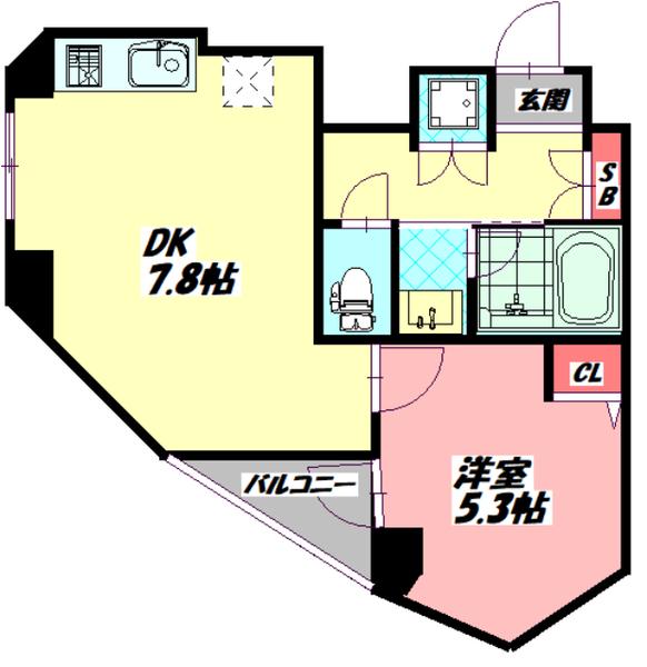 エルベ守口(1DK/4階)の間取り写真