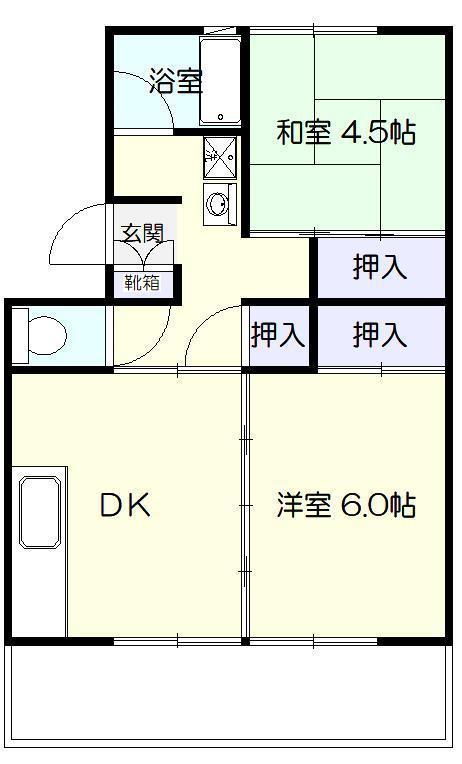 GREEN HILLS 大塚台 4号棟(2DK/4階)の間取り写真