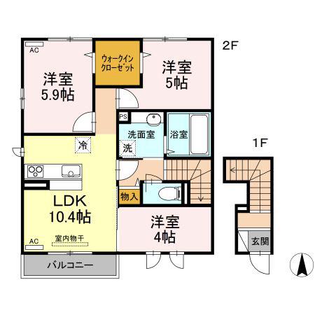 パルフェ(3LDK/2階)の間取り写真