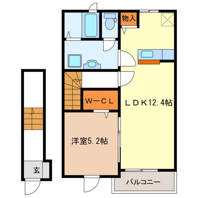 アイティヴィレッジI・II(1LDK/2階)の間取り写真