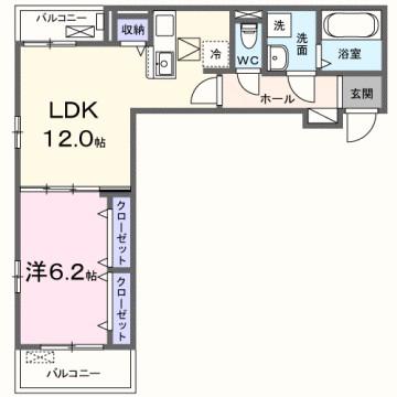 SUNLIT 三木(1LDK/3階)の間取り写真