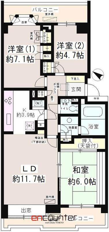 パーク・ハイム用賀南(3LDK/3階)の間取り写真