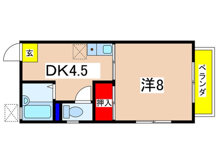 山本ハイツ(1DK/2階)の間取り写真