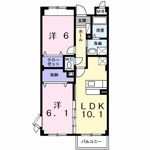サニースクエア(2LDK/3階)の間取り写真
