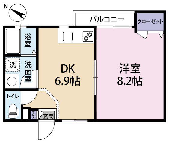 柿の木坂レジデンス(1DK/2階)の間取り写真