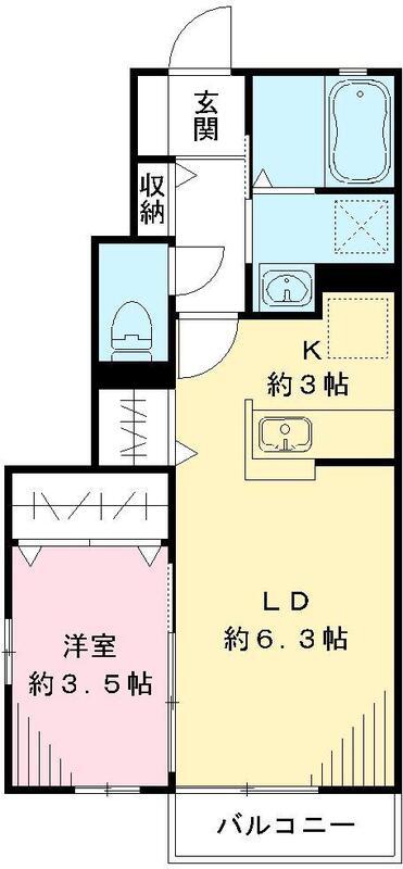 ラ・フォンテーヌ A(1LDK/1階)の間取り写真