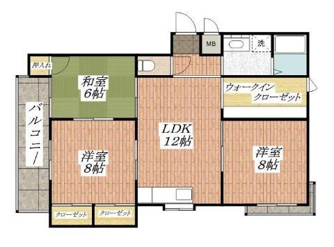 サンシャイン茨木II(3LDK/2階)の間取り写真