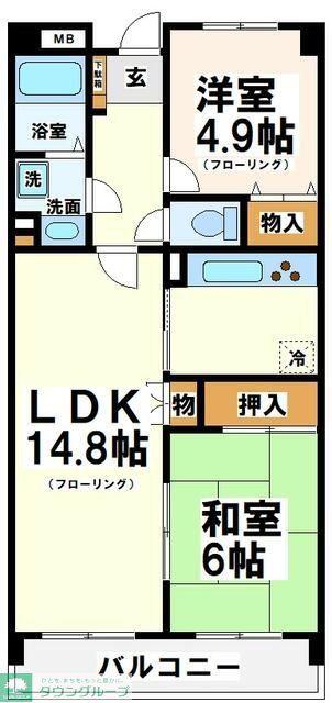 サンファミリー烏山(2LDK/1階)の間取り写真