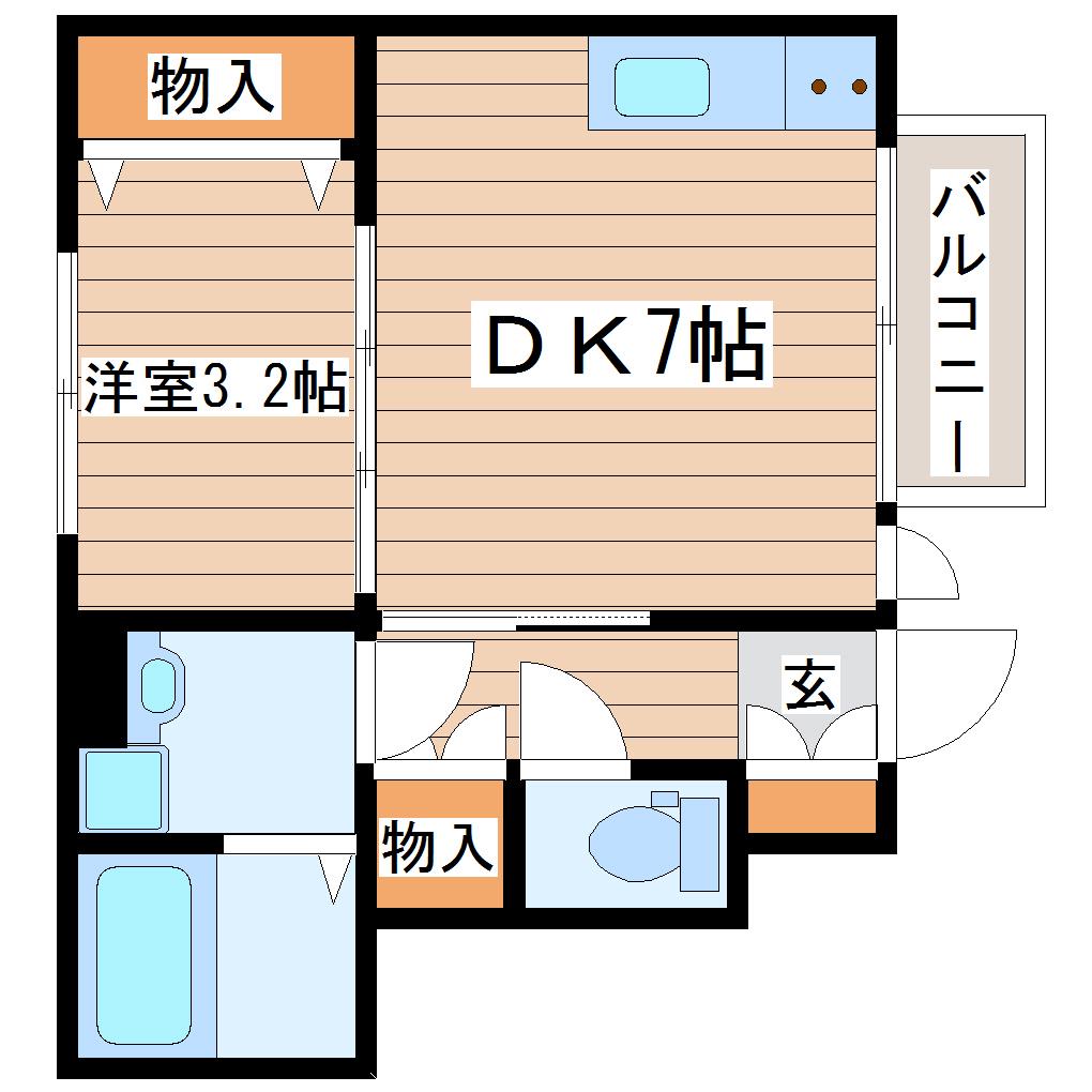 リヴィエールI(1DK/1階)の間取り写真