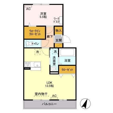 セイチ上近江 B(1LDK/3階)の間取り写真