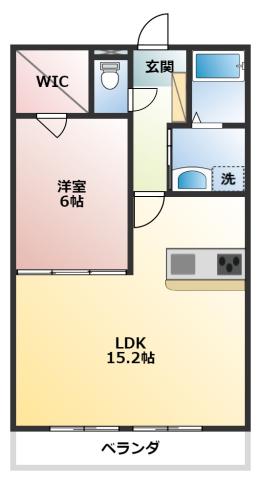 JOUER REIWA(1LDK/2階)の間取り写真