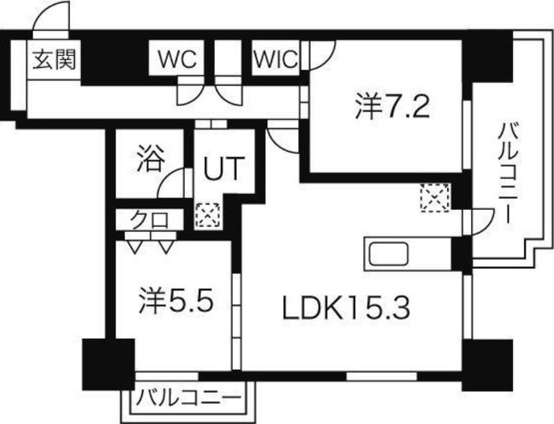 マストライフ南4条(2LDK/2階)の間取り写真