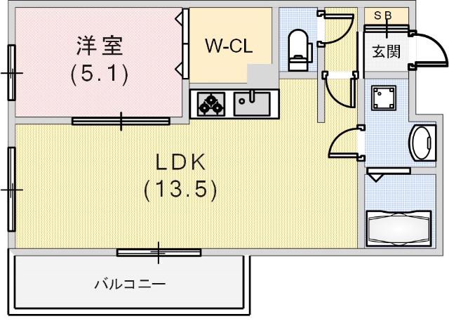 アパルトマン大倉山(1LDK/2階)の間取り写真