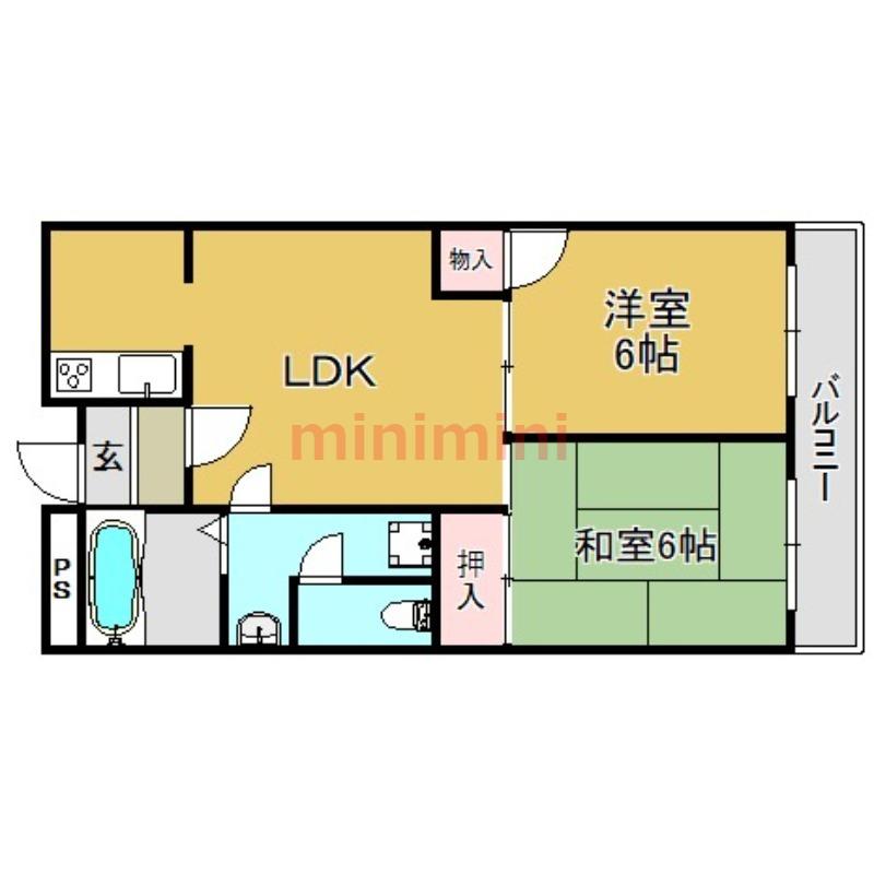 コーポラス茨木 A棟(2LDK/1階)の間取り写真
