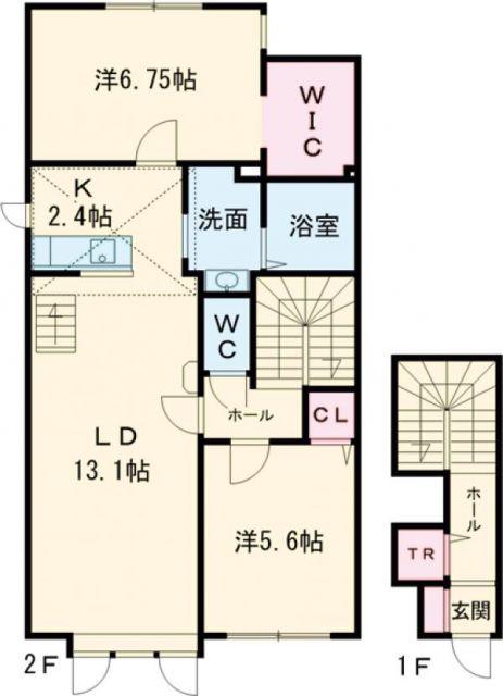 滝川東町1MS C(1LDK/2階)の間取り写真