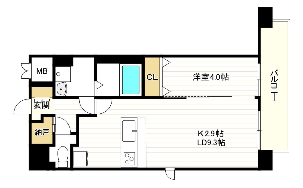 SPLENDIDE NAMBAIII(1LDK/4階)の間取り写真