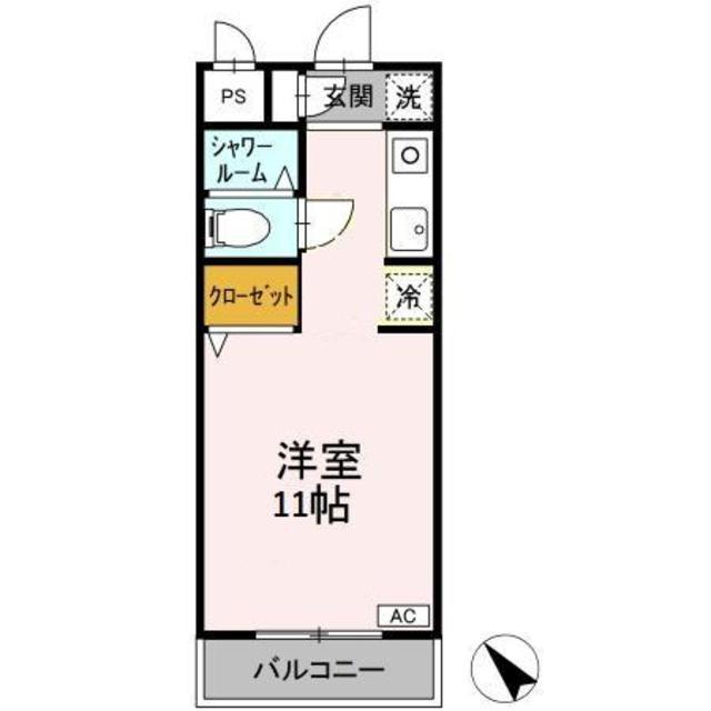 クリスタルハイツ相模台(1K/3階)の間取り写真