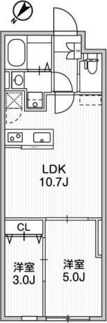AGLAIA千石DEUX(2LDK/2階)の間取り写真