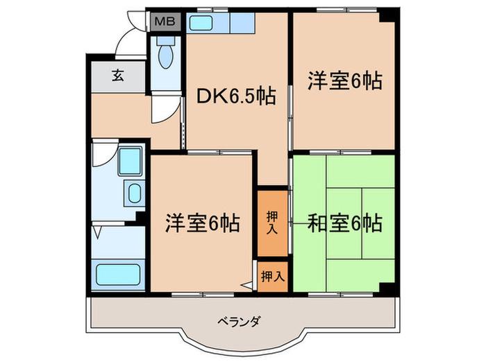 みのりマンション(3DK/2階)の間取り写真