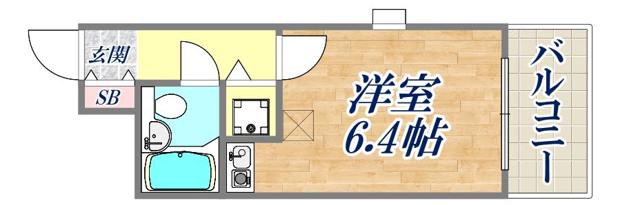 藤和シティホームズ灘(1K/11階)の間取り写真