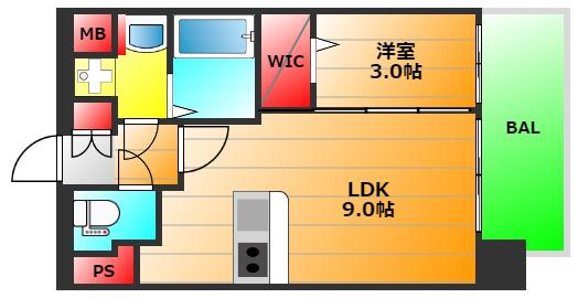 レオンコンフォート難波南II(1LDK/3階)の間取り写真